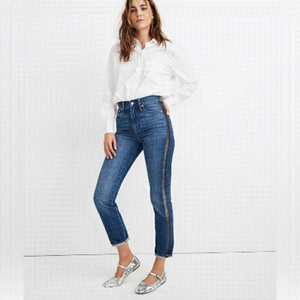 MADEWELL The Perfect Vintage Jean: Metallic Tuxedo Stripe Edition size 26